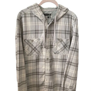 Gray Hooded Long Sleeves Shirt Large